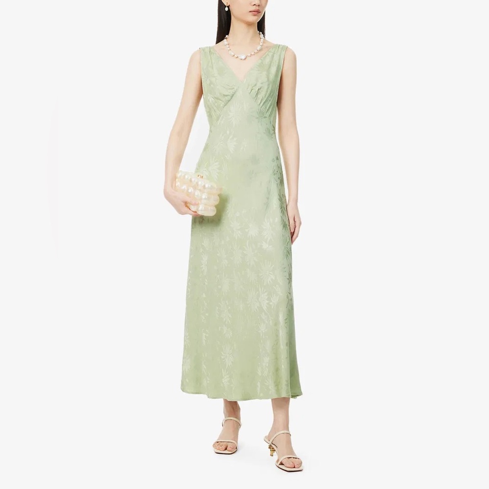 RIXO green Sandrine maxi dress